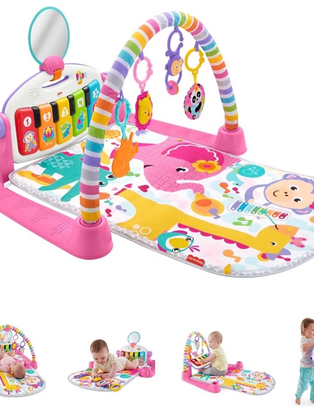 Fisher-Price Pink and Rainbow Baby Activity Play Gym